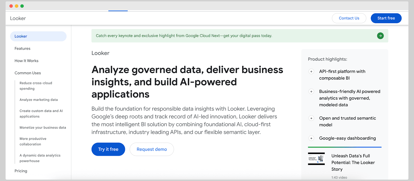 Looker as a ThoughtSpot competitor