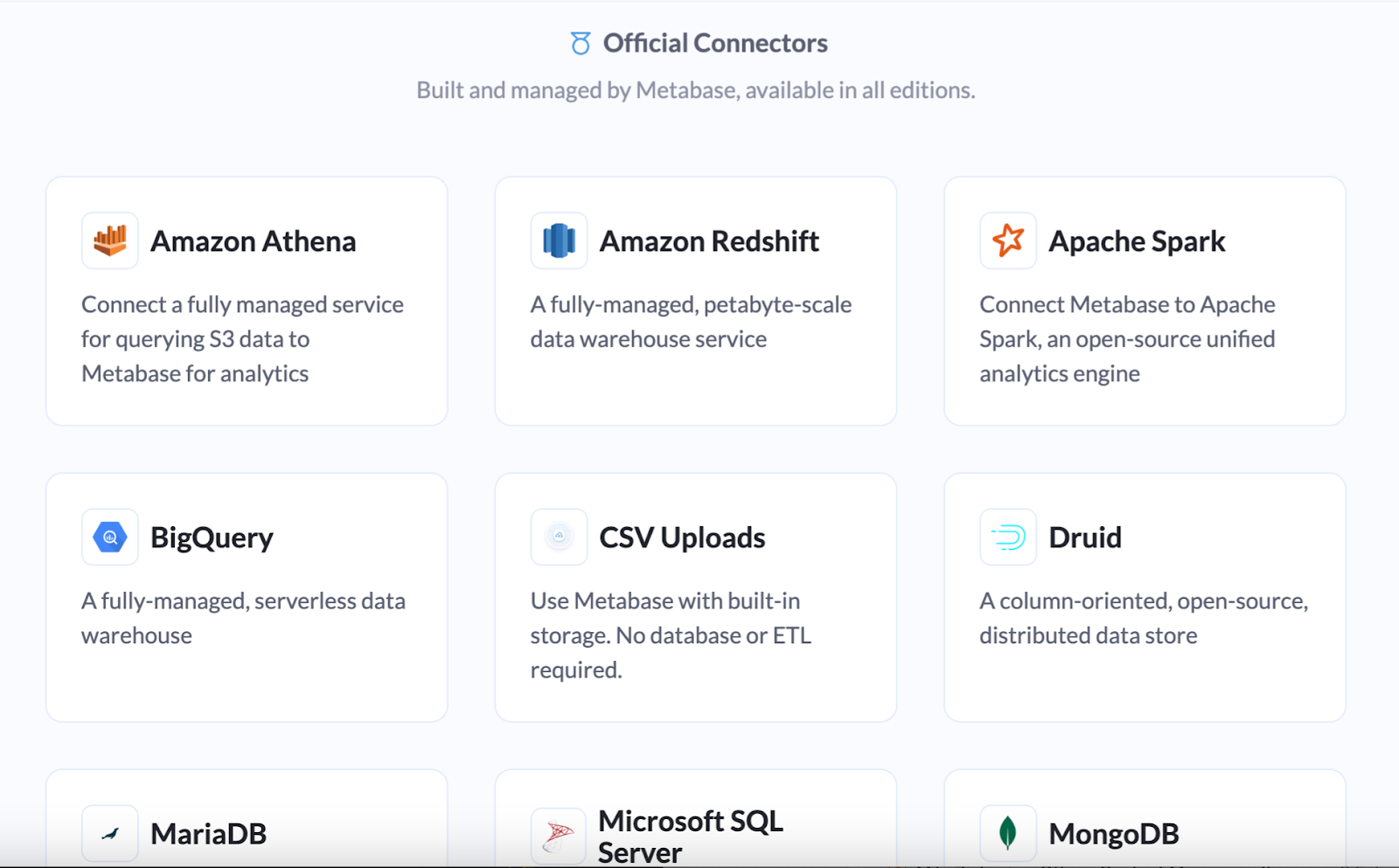 One of the multiple data sources in Metabase.