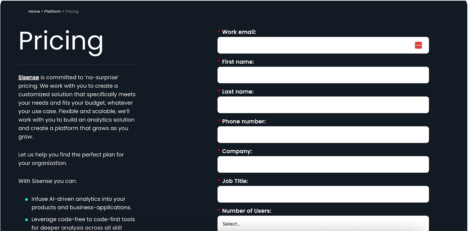 sisense pricing