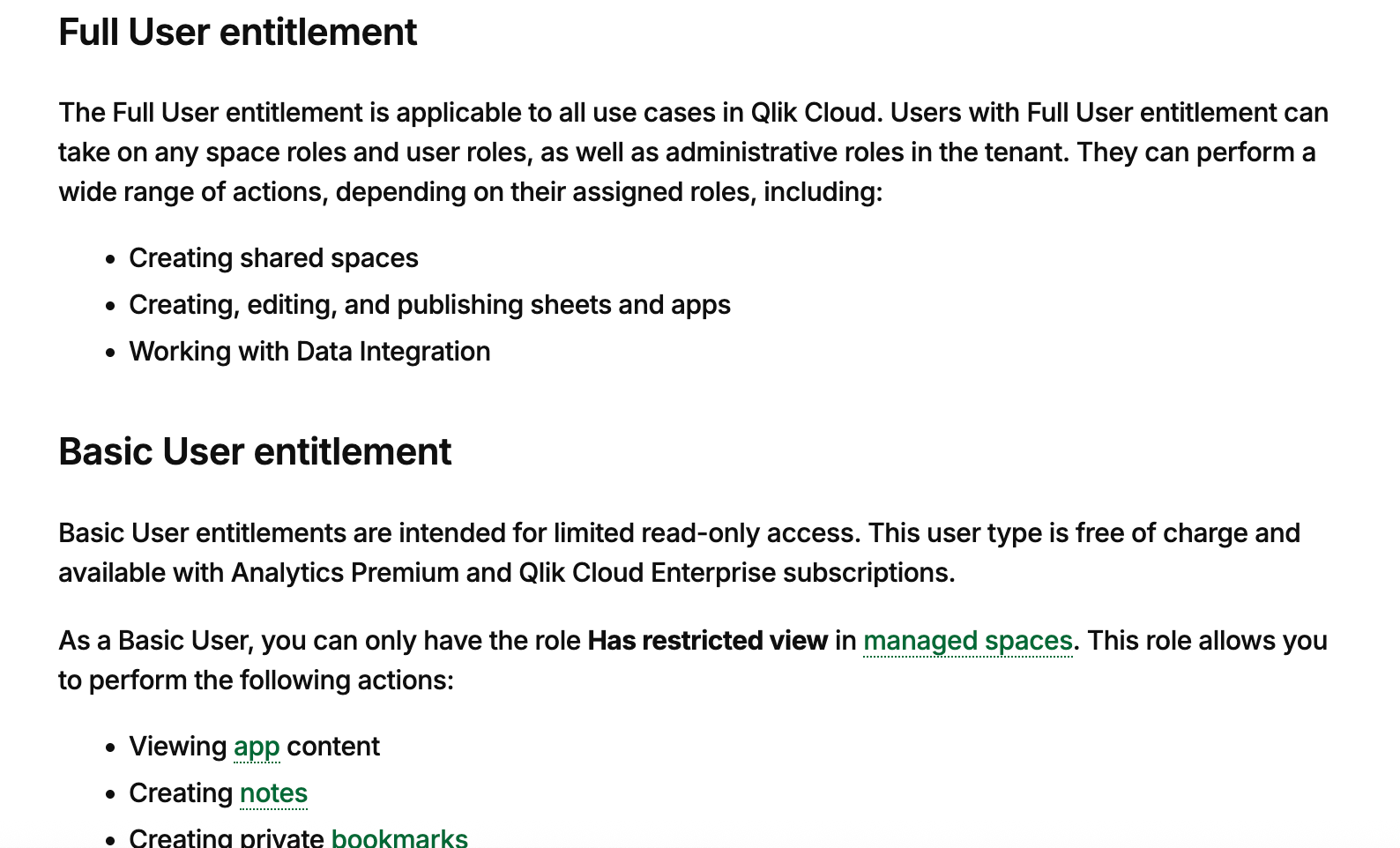 Qlik full vs basic users.