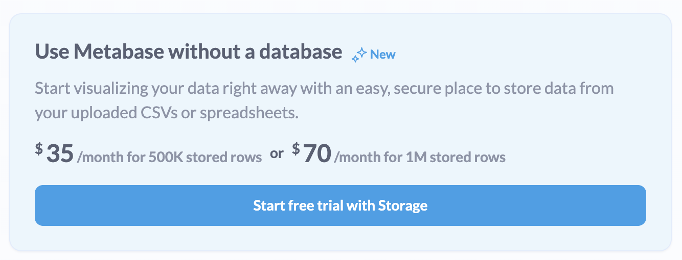 Metabase storage plan